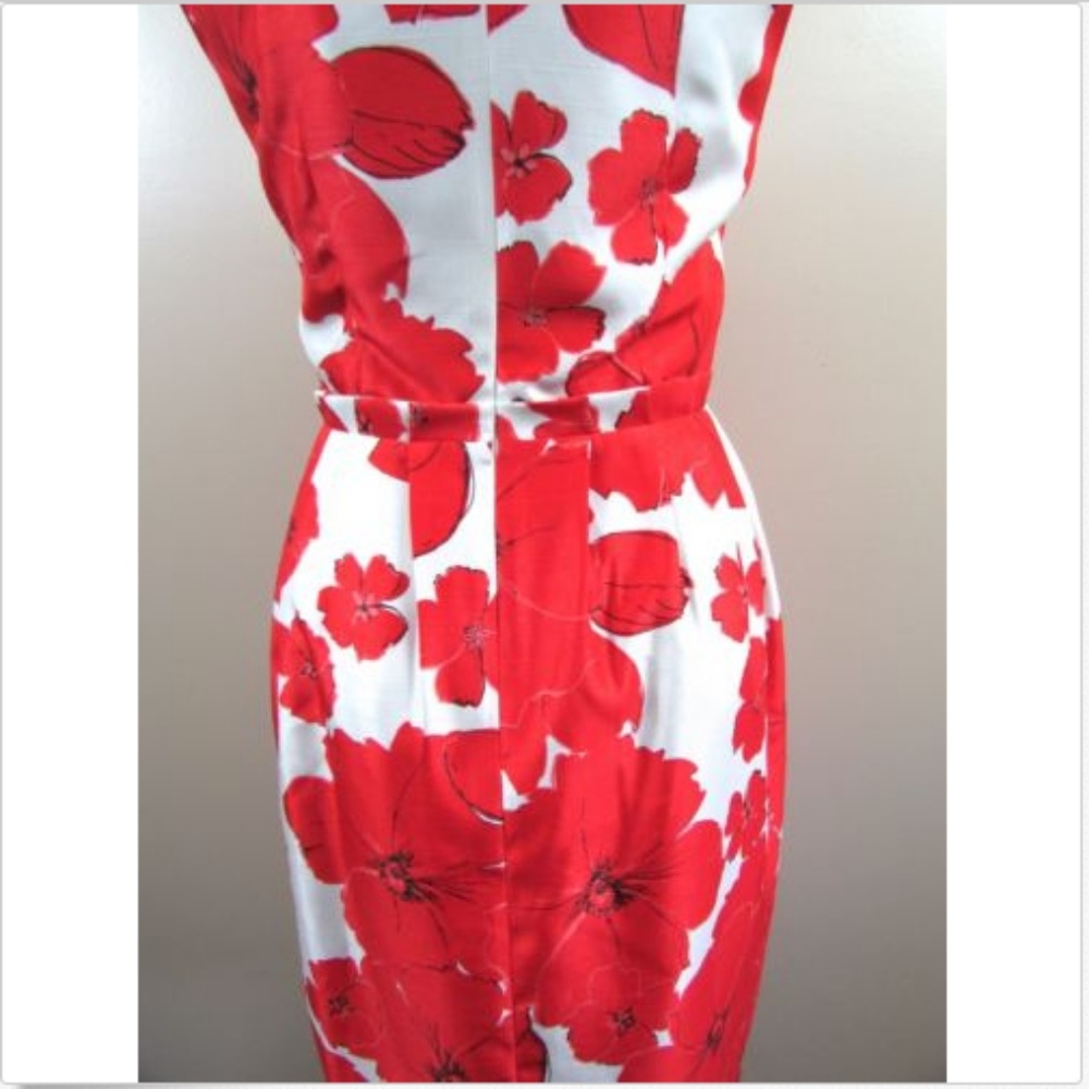 Eliza J Red Poppy Floral Cream White Sheath Dress - Picture 7 of 8